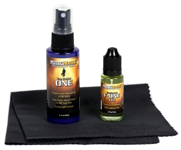 MusicNomad Premium Guitar Care Kit, 3 pcs. (MN140) - incl. The Guitar ONE (MN402), Fretboard F-ONE Oil (MN403) & Microfiber Suede Cloth