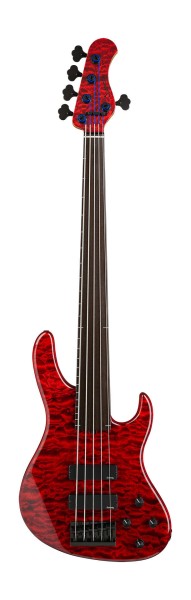 Sadowsky Custom Shop 24-Fret Modern Bass, Fretless, 5-String - Burgundy Red Transparent High Polish - 21-04204