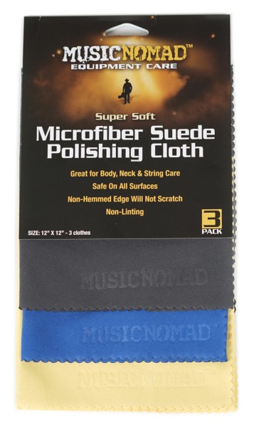 MusicNomad Microfiber Suede Polishing Cloth, Three-Pack (MN203) - 3x Polishing Cloth, 30.4 x 30.4 cm (12" x 12")