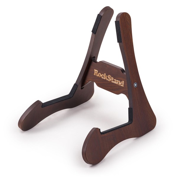 RockStand Wood A-Frame Stand - for Acoustic Guitar & Bass - Brown Oak Finish