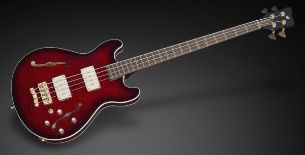 Warwick Masterbuilt Star Bass II Flamed Maple, 4-String - Burgundy Blackburst Transparent High Polish