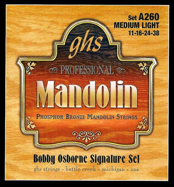GHS Professional - A260 - Bobby Osbourne Signature Mandolin String Set, Loop End, Phosphor Bronze, .011-.038