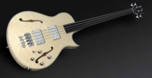 Warwick Masterbuilt Star Bass Singlecut, Maple, Fretless, 4-String - Natural Transparent Satin