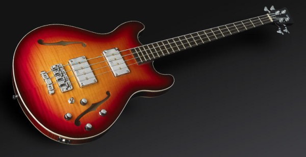 Warwick Masterbuilt Star Bass II Flamed Maple, 4-String - Cherry Sunburst Transparent High Polish