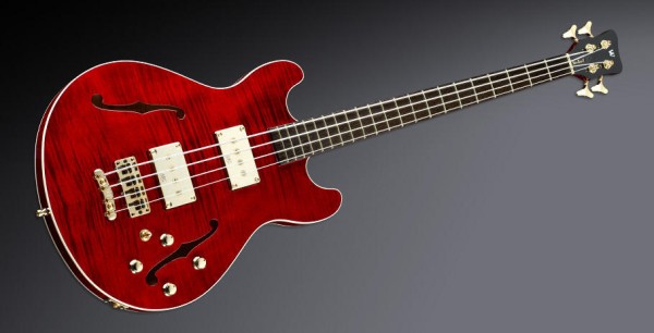 Warwick Masterbuilt Star Bass II Flamed Maple, 4-String - Burgundy Red Transparent High Polish