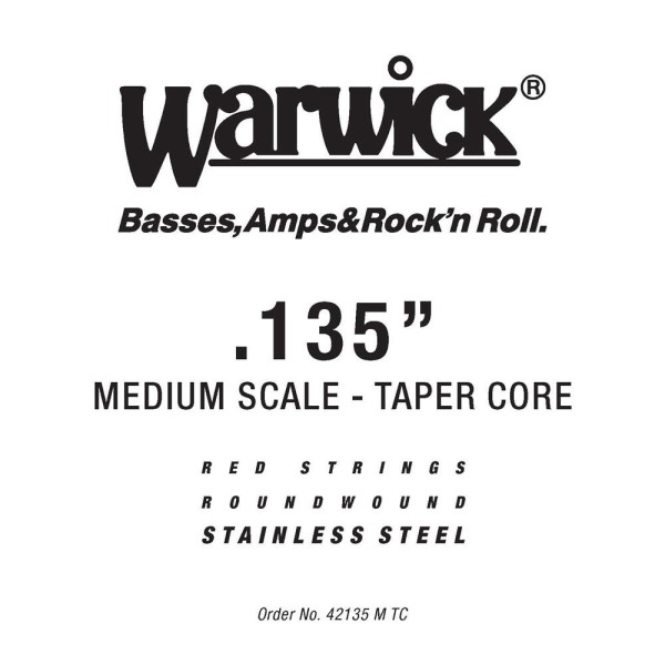 Warwick Red Label Bass Strings, Stainless Steel - Bass Single String, .135", Medium Scale, Taperwound