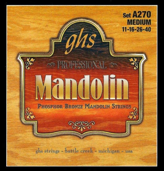 GHS Professional - A270 - Mandolin String Set, Loop End, Phosphor Bronze, Medium, .011-.040